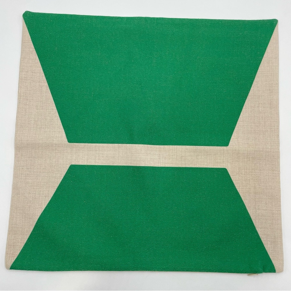 Pillow Cover Geometric Pattern Home Decor Square Zip-Up Green Natural Minimalist